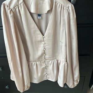 Old Navy Cream V-Neck Blouse